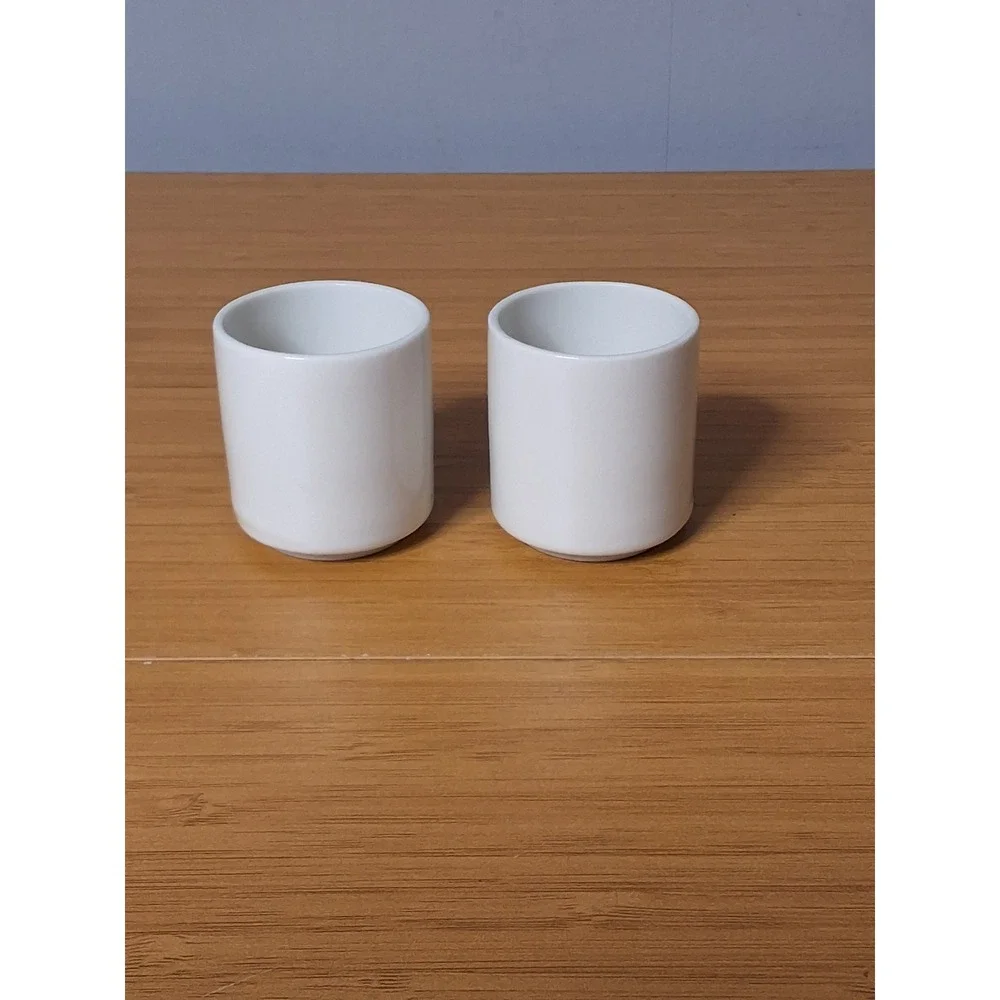Vintage Japanese Sumo Wrestler Sake Cup Set 5pc Ceramic Ochoko Ukiyo-e Art White